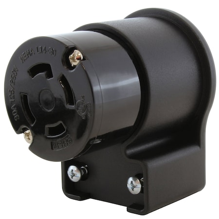 Ac Works Locking Connector, L14-30R, 30 A, 125/250V AC, Single Phase, Black ASEL1430R